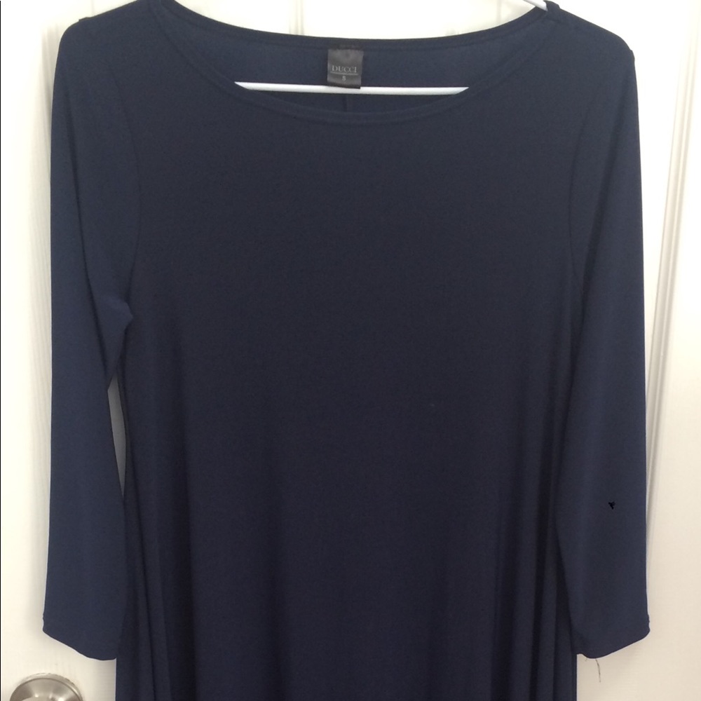 Ducci navy blue dress asymmetrical hem
